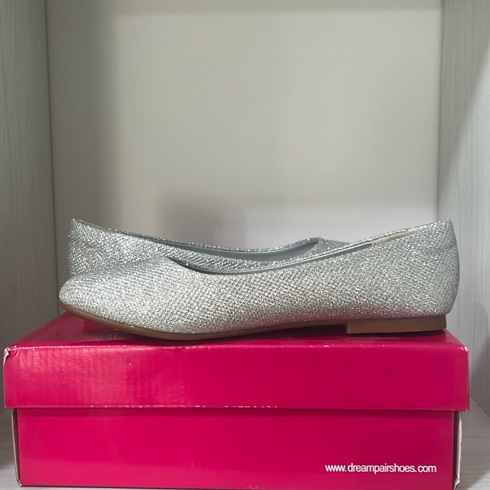 Girls silver shimmering party shoes